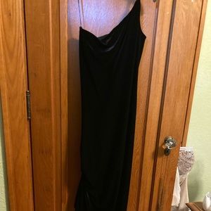 Black velvet evening dress